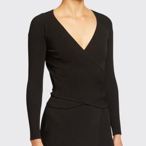 JONATHAN SIMKHAI Compact rib knit wrap top